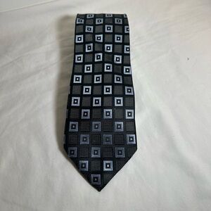 NWT Donald J Trump Signature Collection Silk Tie Black/Gray Squares 60” x 3.5